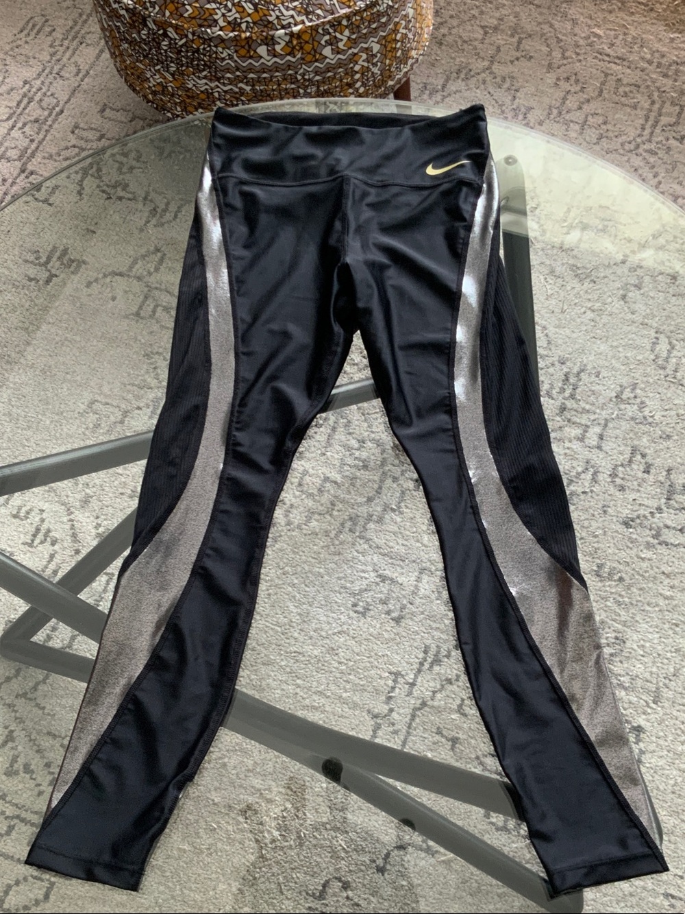 Nike Black Leggings with Silver Accents S